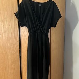 Forever 21 Black Dolman Sleeve Wrap Midi Dress